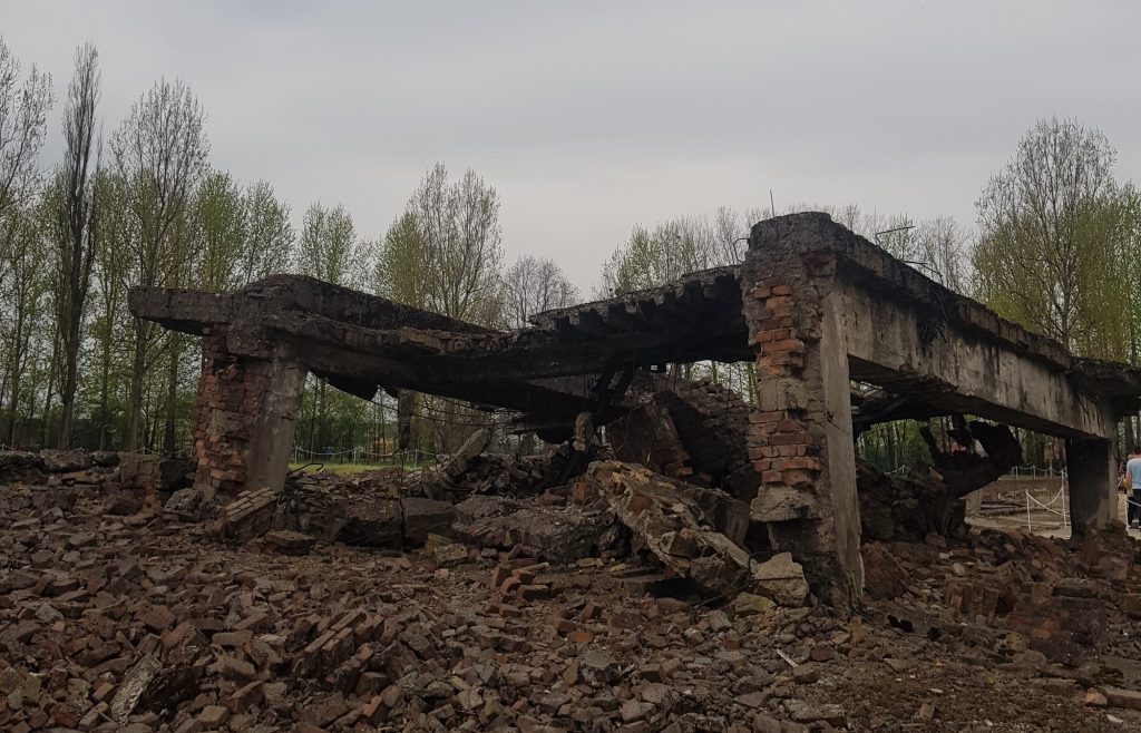 ruins of gas chambers and crematoria