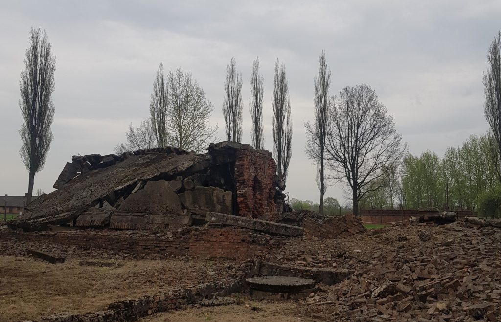 ruins of gas chambers and crematoria